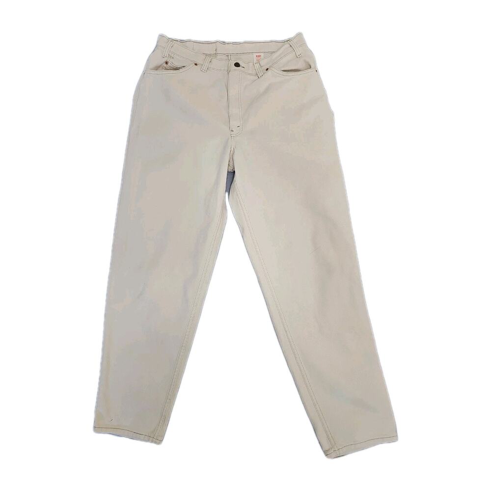 VINTAGE Levis 560 Khaki Tan Denim Tapered Jeans Mens 38x32 Off White Loose Fit